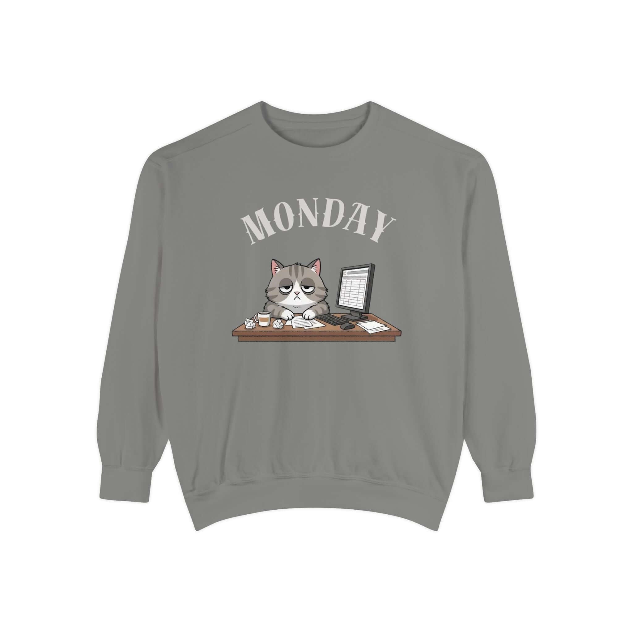 Monday Cat Face Unisex Crewneck Sweatshirt in Cheerful Colors