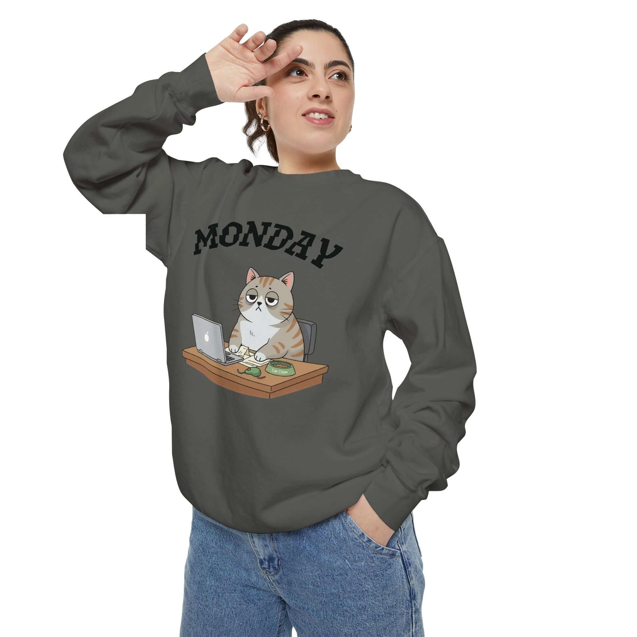 Cat Stares Unisex Crewneck Sweatshirt in Subtle OEKO-TEX Colors