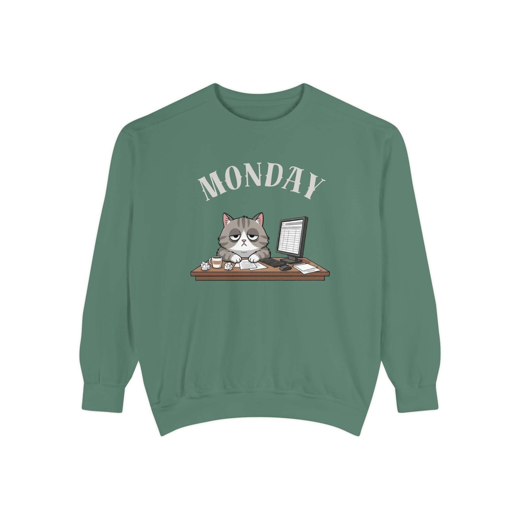 Monday Cat Face Unisex Crewneck Sweatshirt in Cheerful Colors