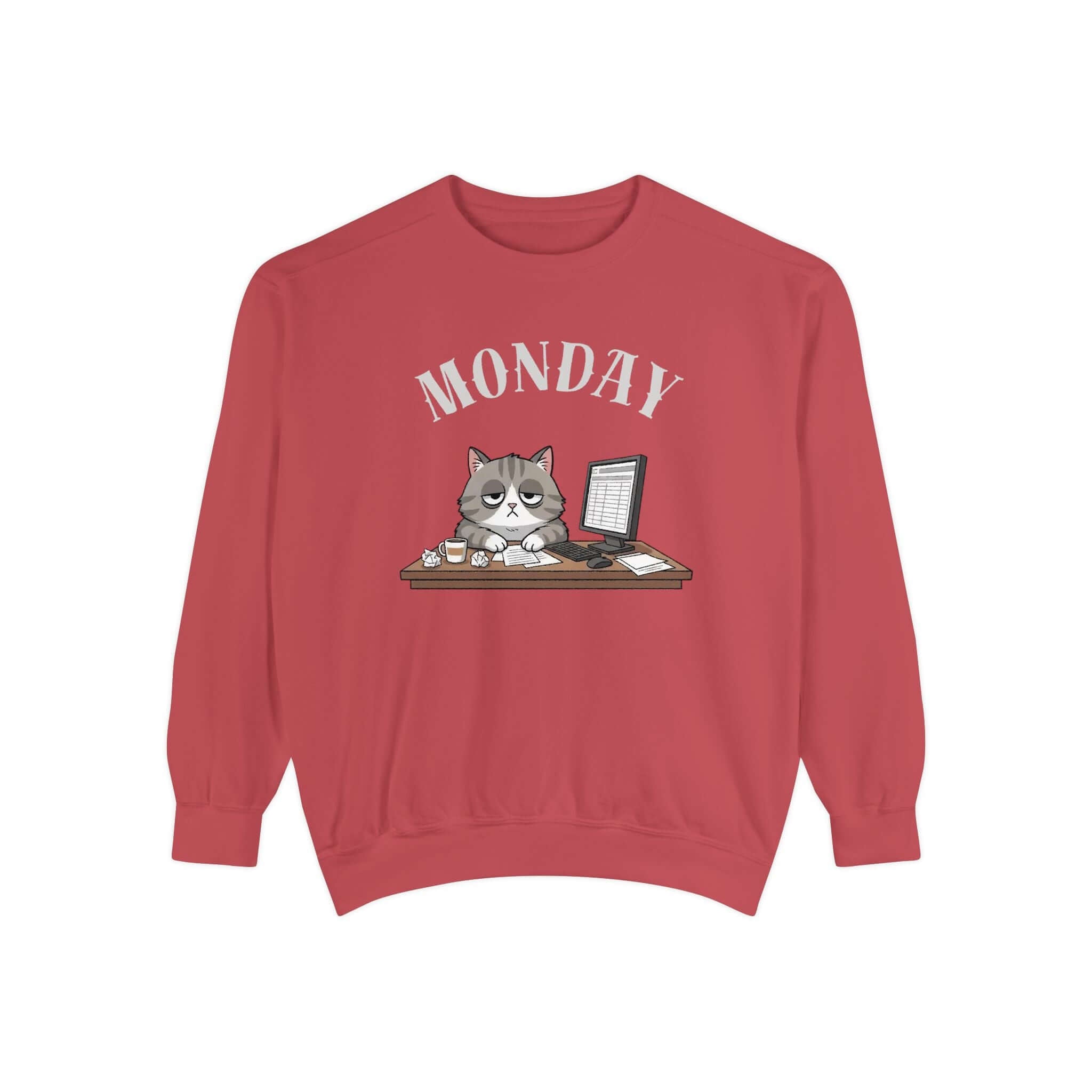 Monday Cat Face Unisex Crewneck Sweatshirt in Cheerful Colors