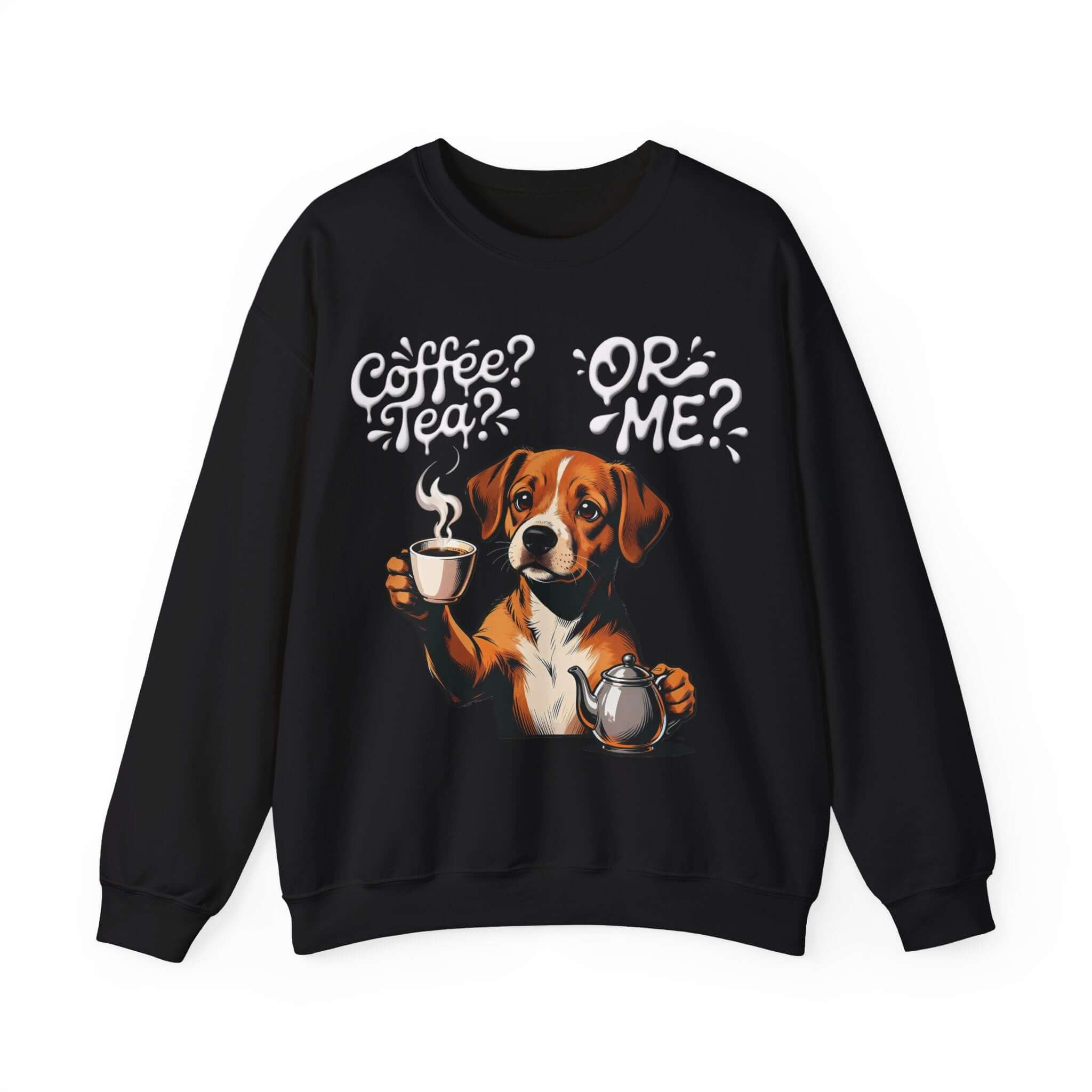 Dog Graphic Unisex Crewneck Sweatshirt - Cozy Coffee Tea Theme
