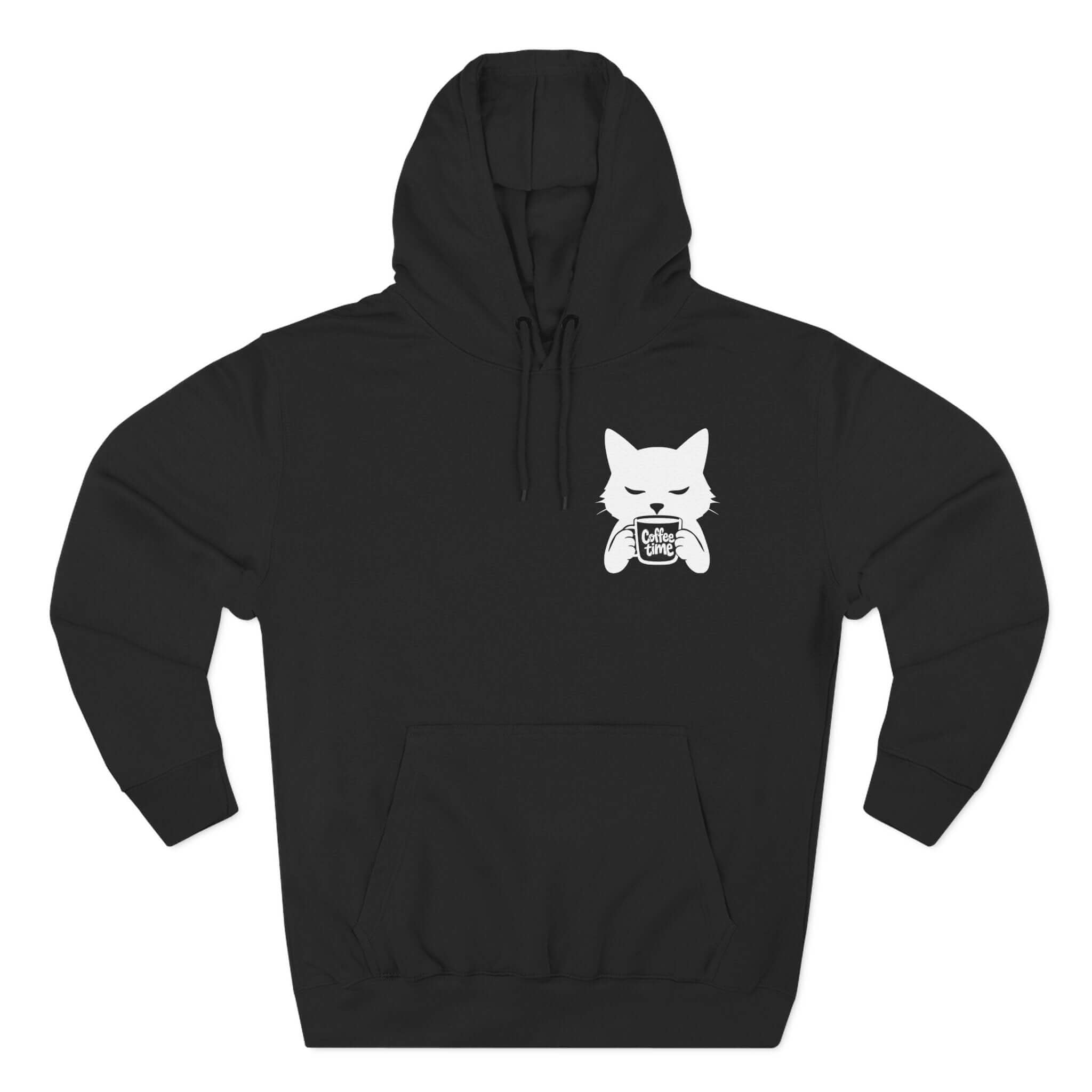 Cozy Cat Coffee Time Graphic Fleece Hoodie