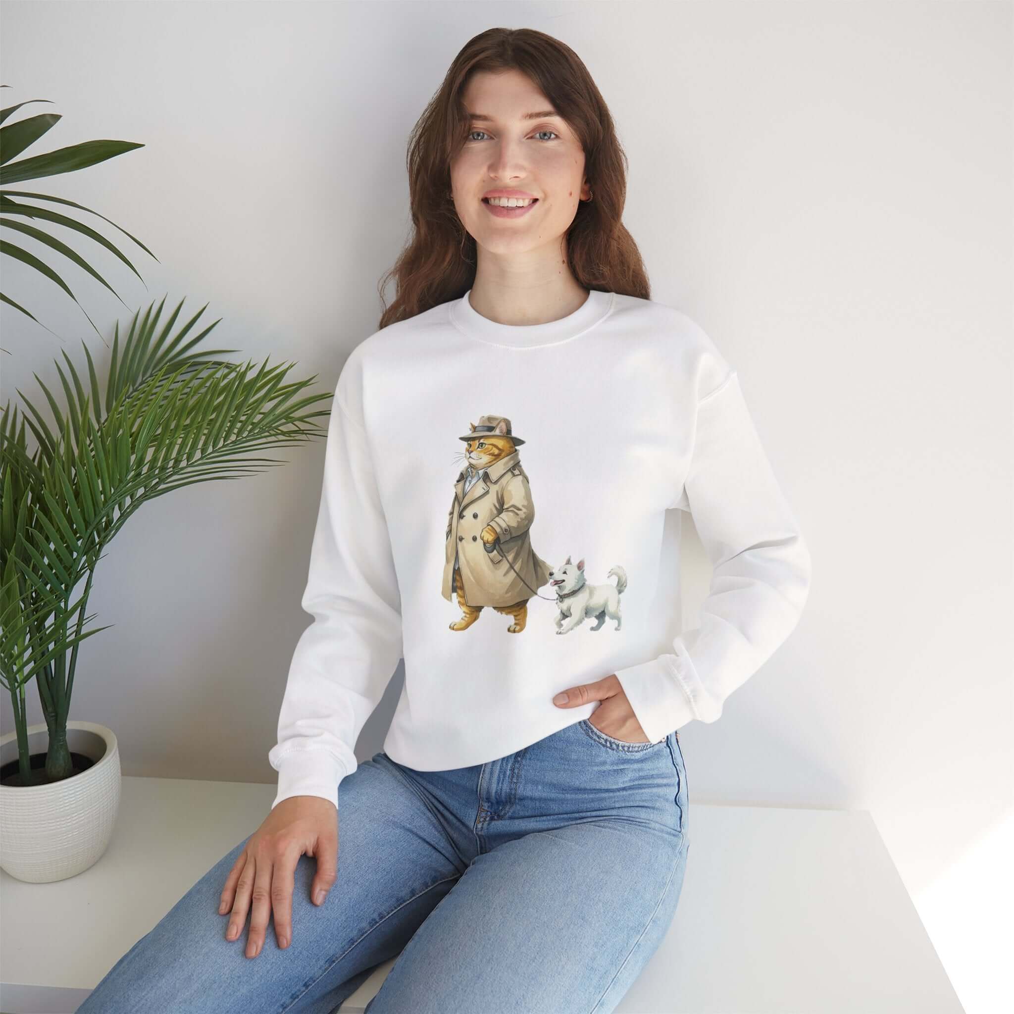 Watercolor Cat & Dog Crewneck Sweatshirt | Lived-In Style