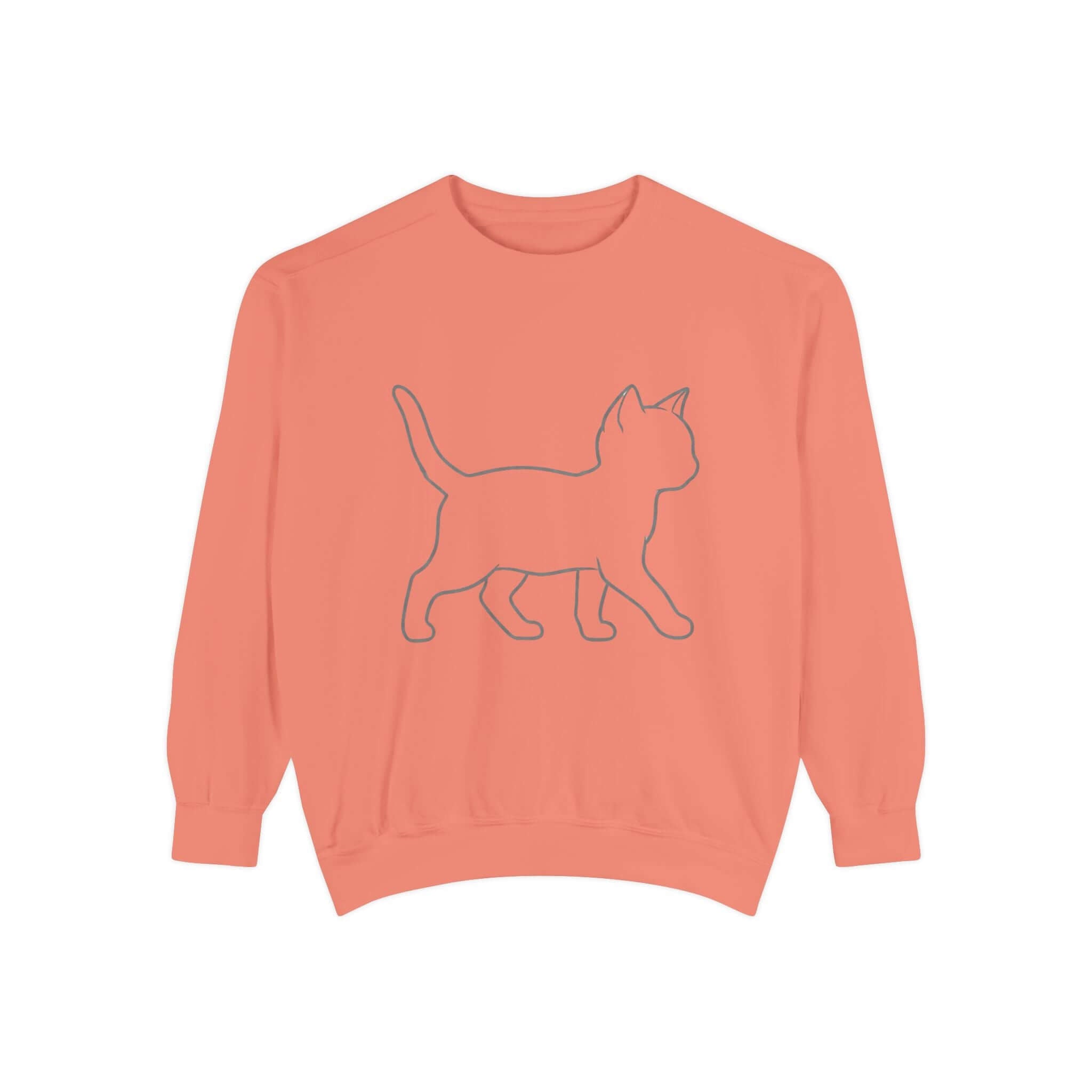 Cozy Cat Shadow Graphic Casual Crewneck Sweatshirt