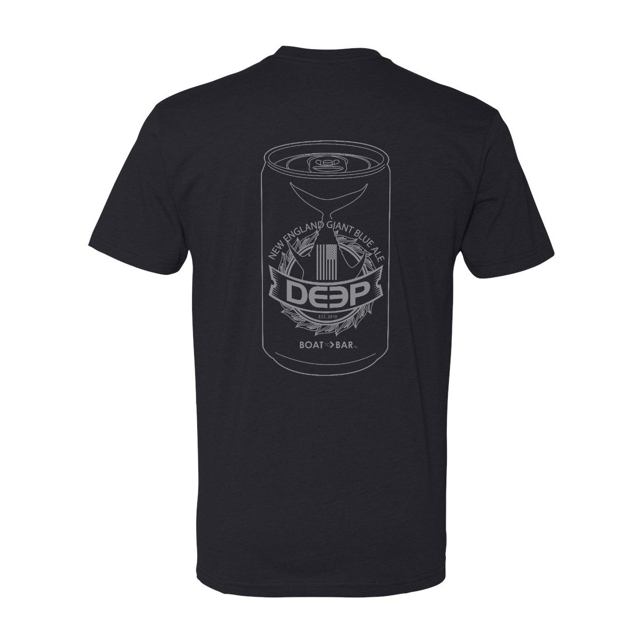 Black T-Shirt with Beer Label Design - Medium