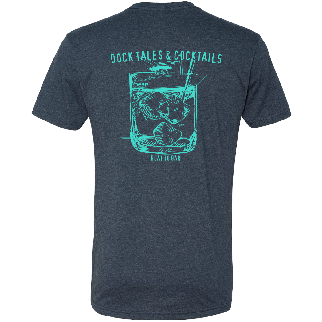 Heather Navy Dock Tales & Cocktails Tee - Breathable & Odor-Control Shirt