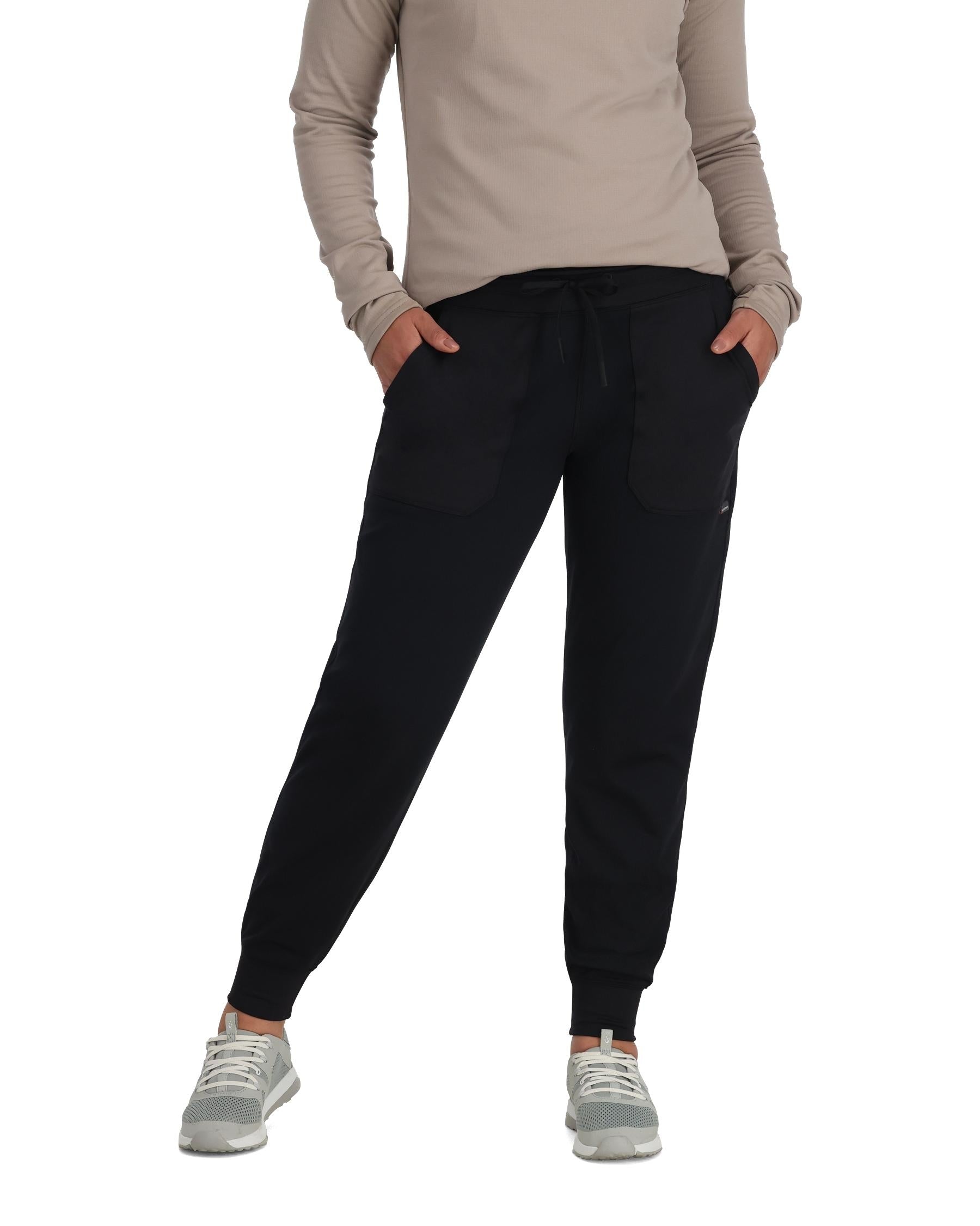 Womens Black Thermal Grid Fleece Pants
