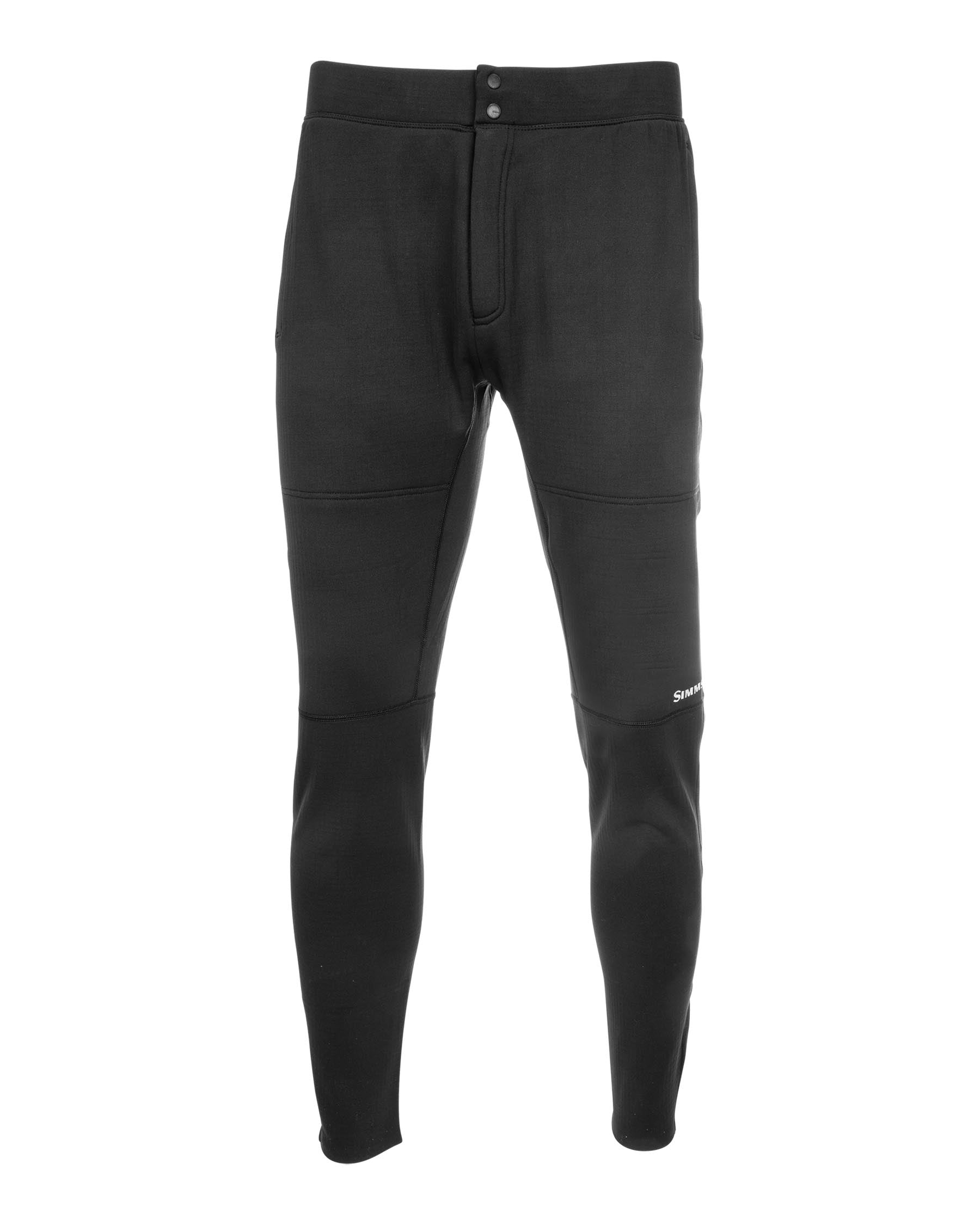 Mens Black Thermal Grid-Fleece Midlayer Bottom
