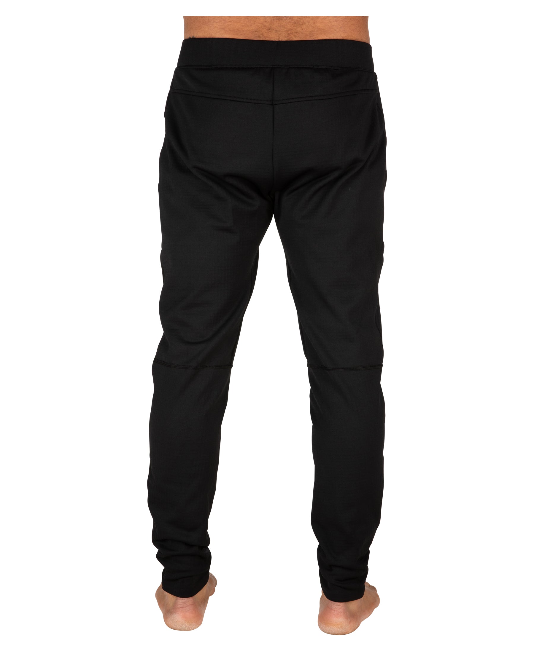 Mens Black Thermal Grid-Fleece Midlayer Bottom