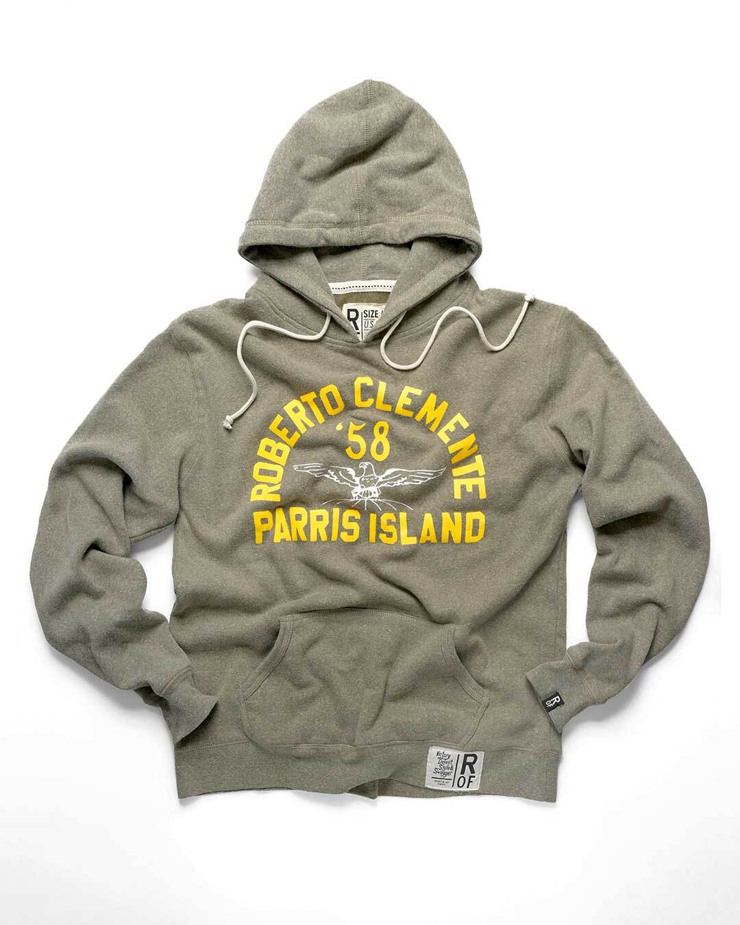 Roberto Clemente Heather Olive Pullover Hoody