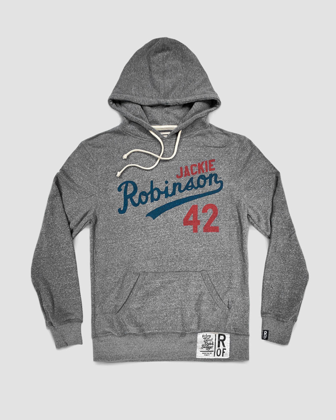 Jackie Robinson #42 Grey Pullover Hoody - Vintage Washed Triblend Fleece