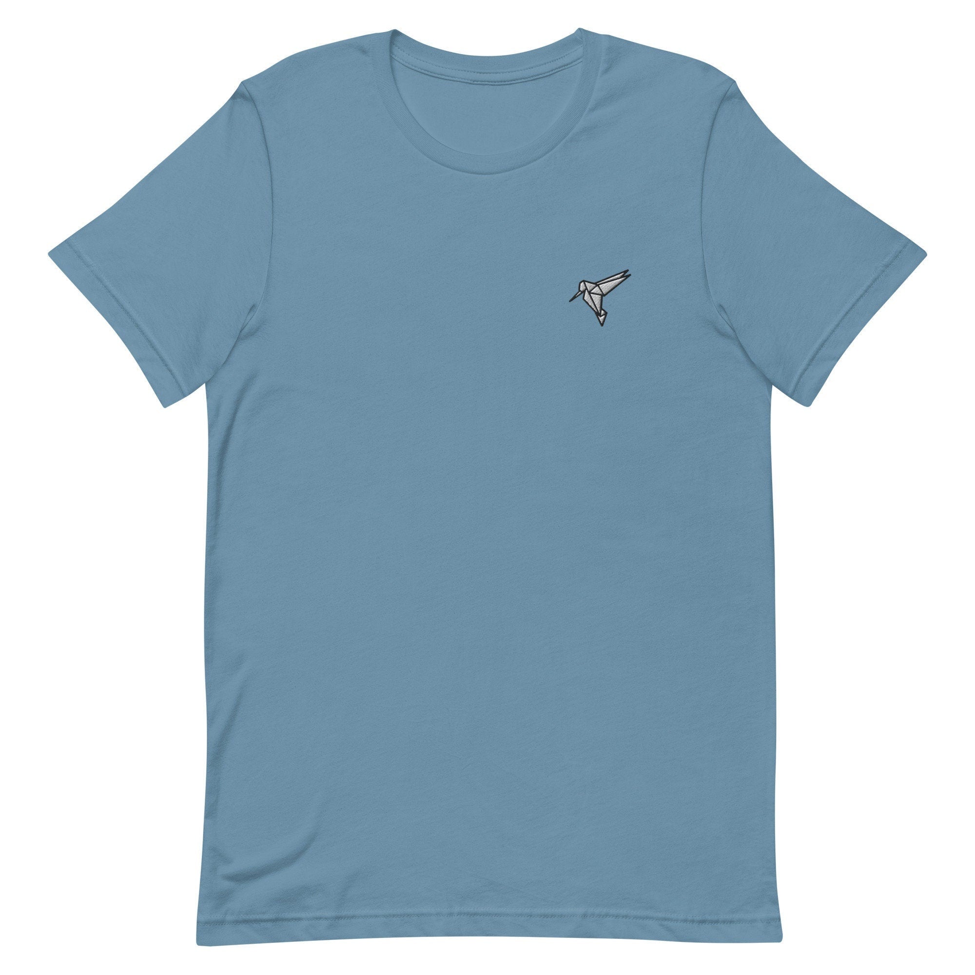 Origami Hummingbird Premium Men's T-Shirt, Embroidered Men's T-Shirt Gift for Boyfriend, Men's Short Sleeve Shirt - Multiple Colors